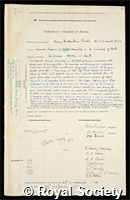 Procter, Henry Richardson: certificate of election to the Royal Society