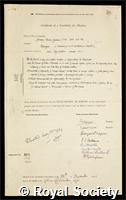 Gordon, Mervyn Henry: certificate of election to the Royal Society