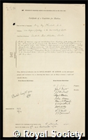 Kendall, Percy Fry: certificate of election to the Royal Society