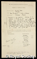Mordell, Louis Joel: certificate of election to the Royal Society