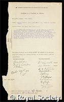 Twyman, Frank: certificate of election to the Royal Society