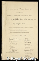 Beit, Sir Otto John: certificate of election to the Royal Society