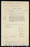 Gibson, Walcot: certificate of election to the Royal Society