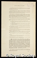 Kenner, James: certificate of election to the Royal Society