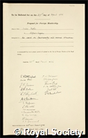 Bohr, Niels Henrik David: certificate of election to the Royal Society