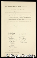 Einthoven, Willem: certificate of election to the Royal Society
