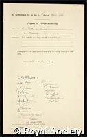 Goebel, Karl Immanuel Eberhard Ritter von: certificate of election to the Royal Society