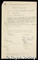 Arkwright, Sir Joseph Arthur: certificate of election to the Royal Society