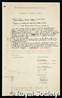 Jeffery, George Barker: certificate of election to the Royal Society