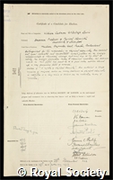 Lewis, William Cudmore McCullagh: certificate of election to the Royal Society