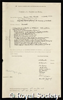 Milne, Edward Arthur: certificate of election to the Royal Society