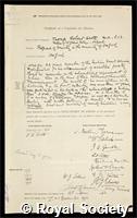 Troup, Robert Scott: certificate of election to the Royal Society