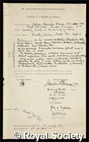 Druce, George Claridge: certificate of election to the Royal Society