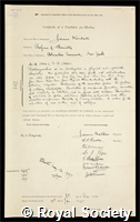 Kendall, James Pickering: certificate of election to the Royal Society