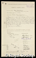 Wenyon, Charles Morley: certificate of election to the Royal Society