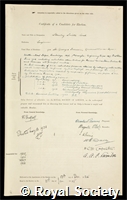 Cook, Stanley Smith: certificate of election to the Royal Society