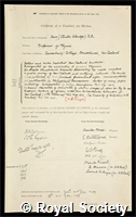 Farr, Clinton Coleridge: certificate of election to the Royal Society