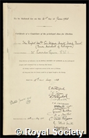 Mond, Alfred Moritz, 1st Baron Melchett: certificate of election to the Royal Society