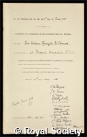McCormick, Sir; William Symington: certificate of election to the Royal Society
