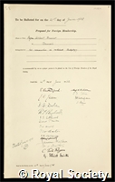 Brachet, Albert Auguste Toussaint: certificate of election to the Royal Society