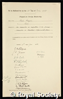 Langevin, Paul: certificate of election to the Royal Society
