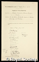 Pfeiffer, Richard Friedrich Johannes: certificate of election to the Royal Society
