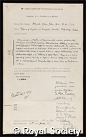 Allmand, Arthur John: certificate of election to the Royal Society