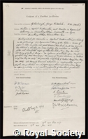 Goldsbrough, George Ridsdale: certificate of election to the Royal Society