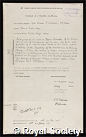 Hinshelwood, Sir Cyril Norman: certificate of election to the Royal Society