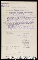 Twort, Frederick William: certificate of election to the Royal Society