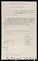 Allen, Herbert Stanley: certificate of election to the Royal Society