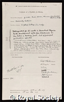 Dirac, Paul Adrien Maurice: certificate of election to the Royal Society