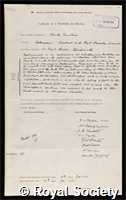 Davidson, Charles Rundle: certificate of election to the Royal Society