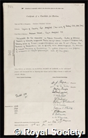 Gibson, Charles Stanley: certificate of election to the Royal Society