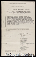 Fearnsides, William George: certificate of election to the Royal Society