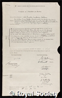 Haldane, John Burdon Sanderson: certificate of election to the Royal Society