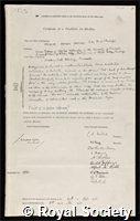 Hartree, Douglas Rayner: certificate of election to the Royal Society