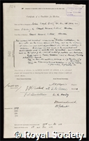 Boyd-Orr, John, 1st Baron Boyd-Orr of Brechin Mearns: certificate of election to the Royal Society