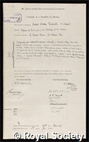 Turnbull, Herbert Westren: certificate of election to the Royal Society