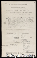 Dawson, Harry Medforth: certificate of election to the Royal Society