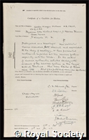 Holmes, Sir Gordon Morgan: certificate of election to the Royal Society