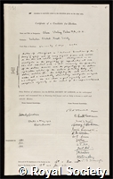 Parkes, Sir Alan Sterling: certificate of election to the Royal Society