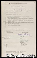 Fildes, Sir Paul Gordon: certificate of election to the Royal Society
