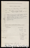 Kennaway, Sir Ernest Laurence: certificate of election to the Royal Society