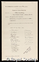 Warburg, Otto Heinrich: certificate of election to the Royal Society