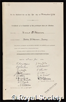 Vincent, Edgar, Viscount D'Abernon: certificate of election to the Royal Society