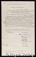 Bedson, Sir Samuel Phillips: certificate of election to the Royal Society