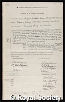 Cannon, Herbert Graham: certificate of election to the Royal Society