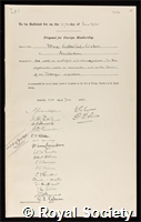 Weber, Max Wilhelm Carl: certificate of election to the Royal Society
