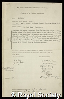 Aitken, Alexander Craig: certificate of election to the Royal Society